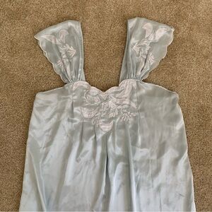 Vintage Slip Dress Coquette Cottage Core Baby Blue Size S Sleepwear Loungewear
